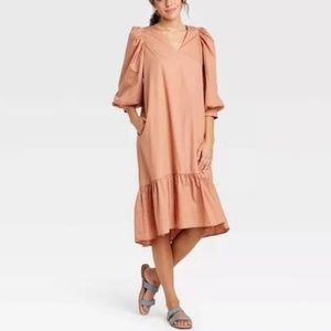 A NEW DAY Women Blush Dress With Bell Sleeve Size L